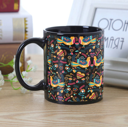 Flat design nordic pattern design Full Black 330 ml Coffee Mug
