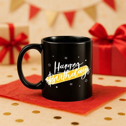 Happy Birthday 330 ml Black Coffee Mug (Pack of 1)
