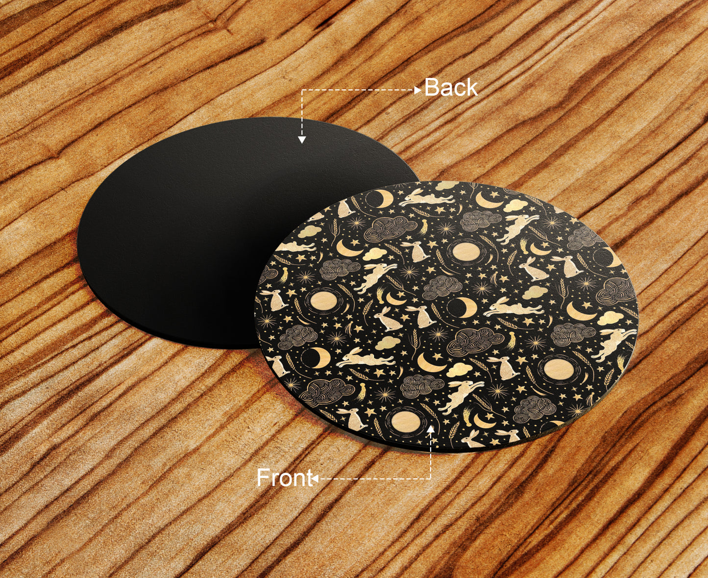 Harvest Moon Design Full Black 330 ml Coffee Mug with Coaster