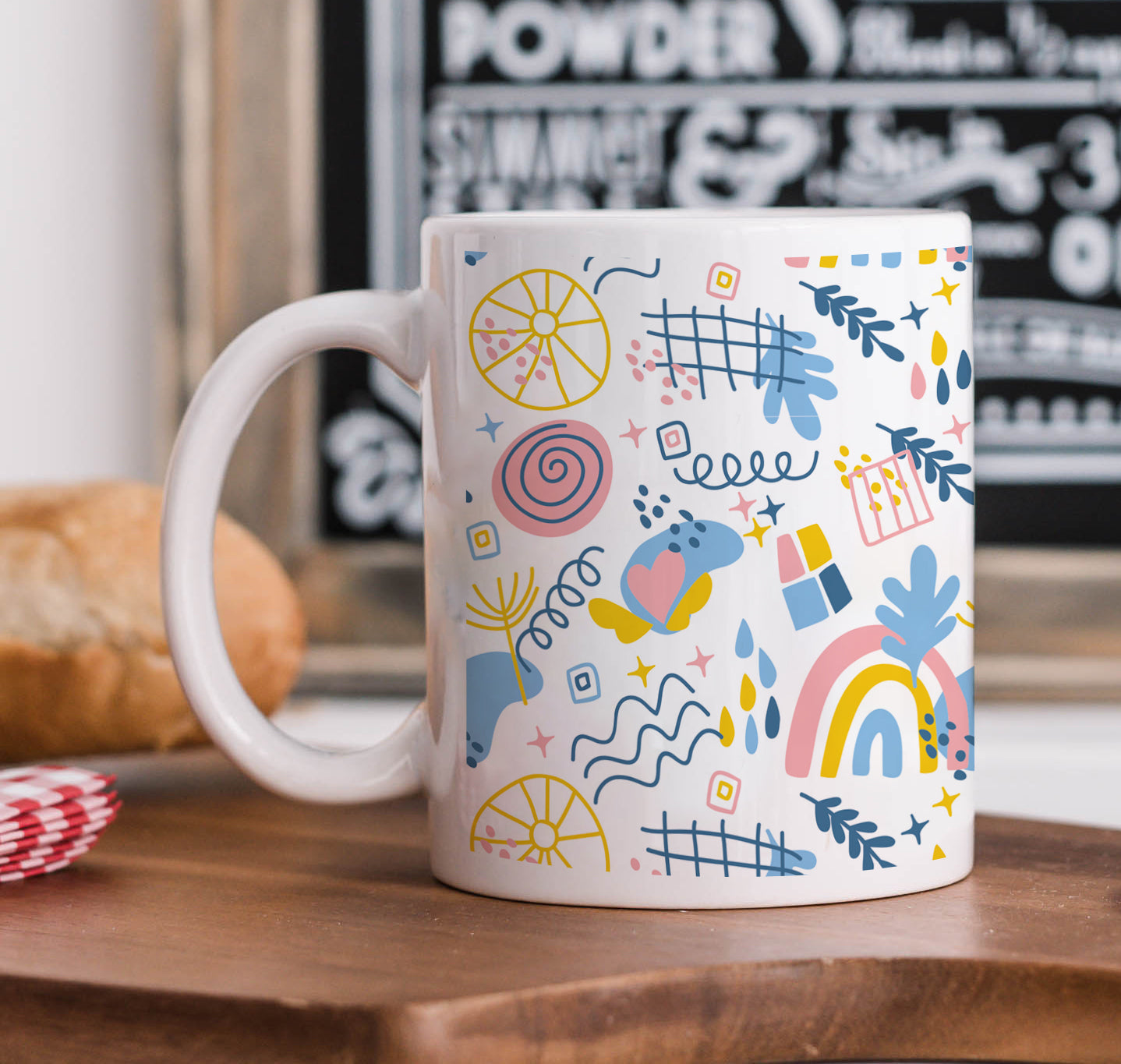 Hand drawn abstract element pattern White 330 ml Coffee Mug