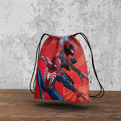 Original and Black Spiderman Pattern Polyester String Backpack Bags for kids for Gym, Yoga, Tuition ,Beach Bag for 4-10 year boys and girls