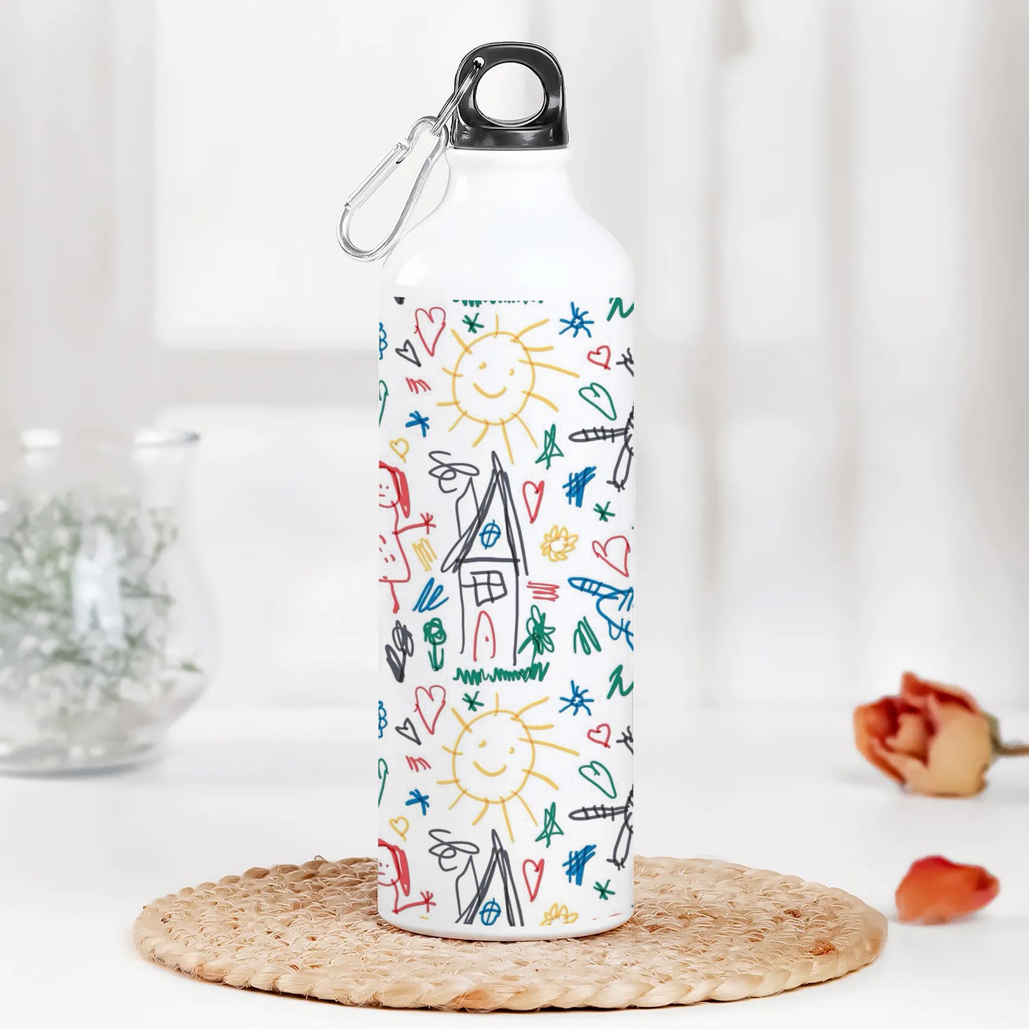 Seamless Pattern with Kids Illustrations Printed Normal Sipper Water Bottle 750 ml For Gym, Yoga, Kids, Boys, Girls, Brother, Sister, Babies, Baby, Workout, Adults