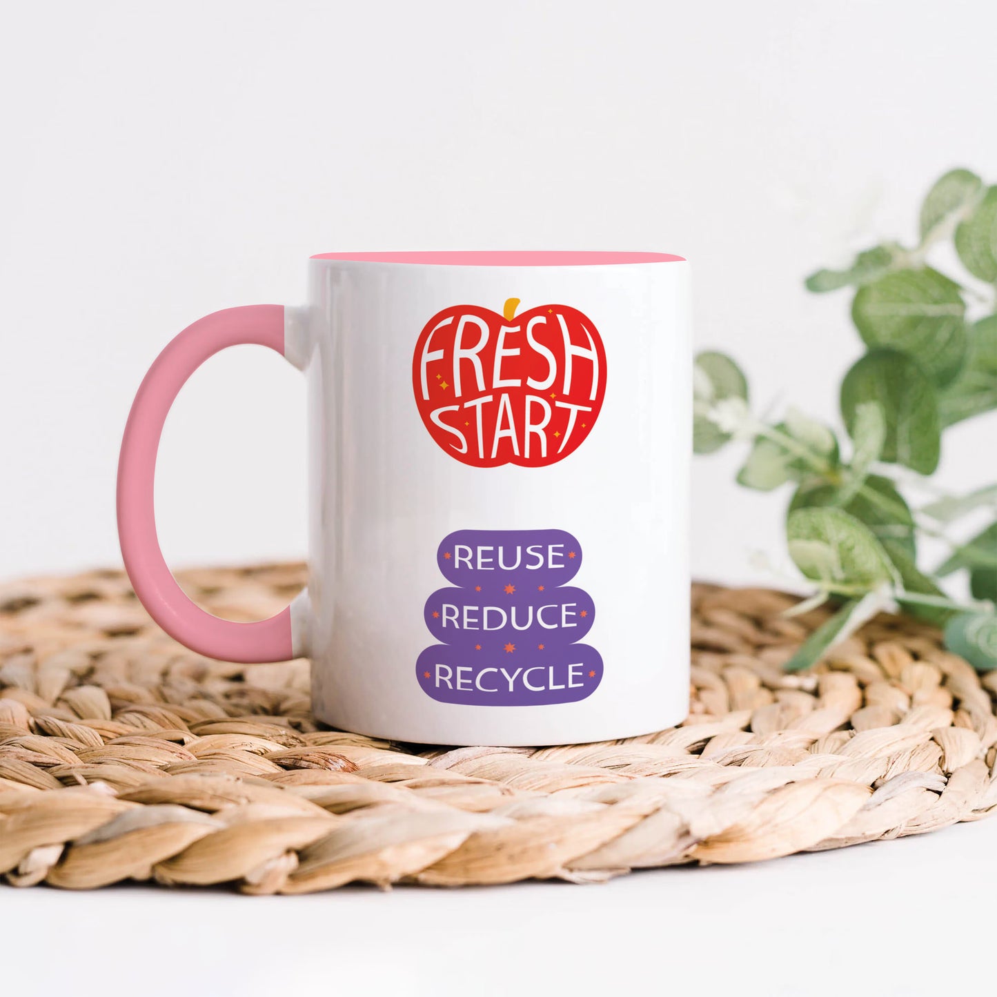 Flat design retro sticker collection Light Pink Handle 330 ml Coffee Mug