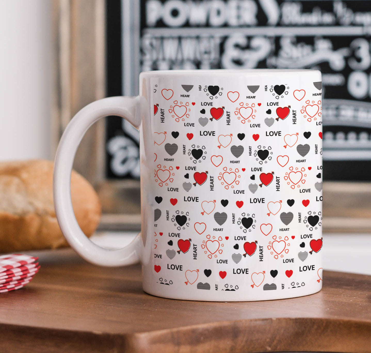 Romantic Hand Drawn Elements With Love Lettering design White 330 ml Coffee Mug