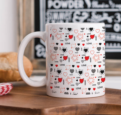 Romantic Hand Drawn Elements With Love Lettering design White 330 ml Coffee Mug