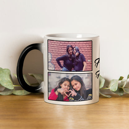 Best Friend forever customized add four photos magic mug 330 ml Coffee Mug