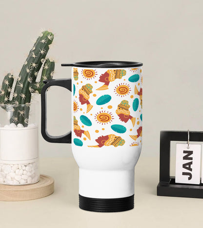 Sun and leaf pattern Printed 350ML Travel MUG