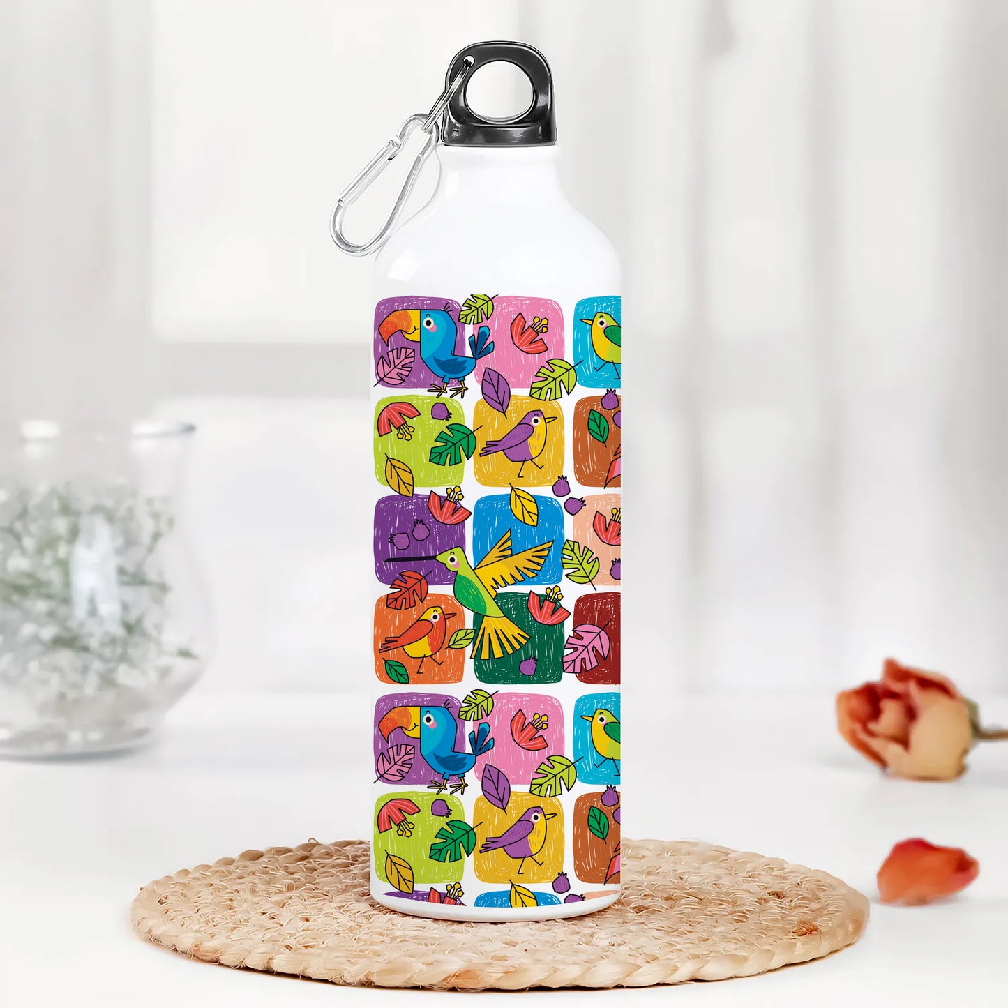 Childlike animals pattern design Printed Normal Sipper Water Bottle 750 ml For Gym, Yoga, Kids, Boys, Girls, Brother, Sister, Babies, Baby, Workout, Adults
