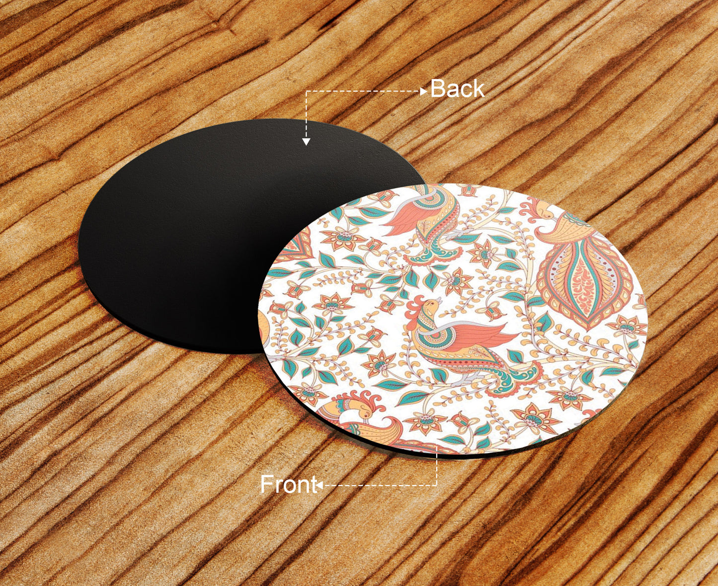 Kalamkari Style Seamless Pattern Mug and Coaster 330 ml Coffee Mug