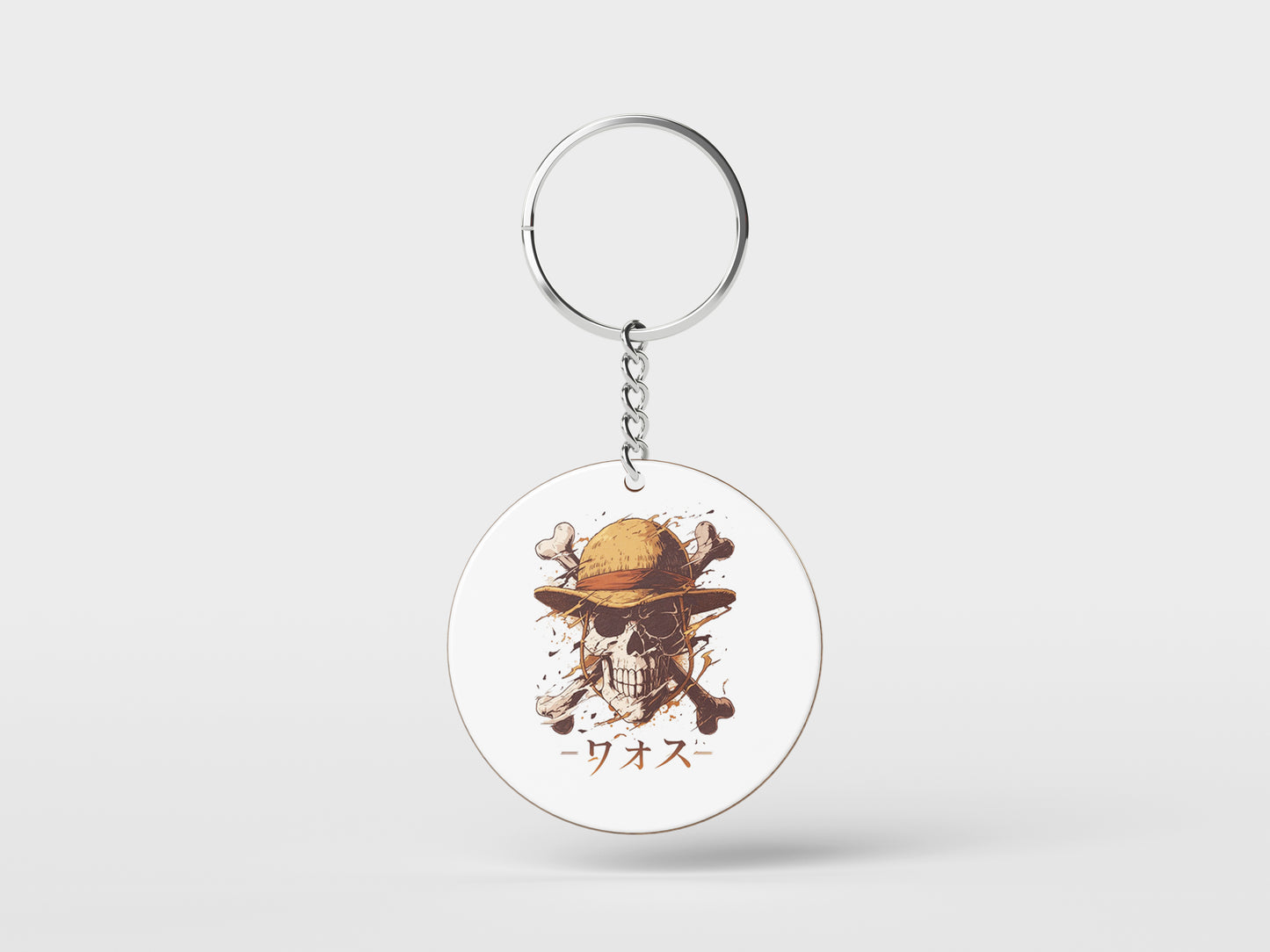 Skullcap of the house one piece Design Printed Circle Shape Wooden Keyring with Chain