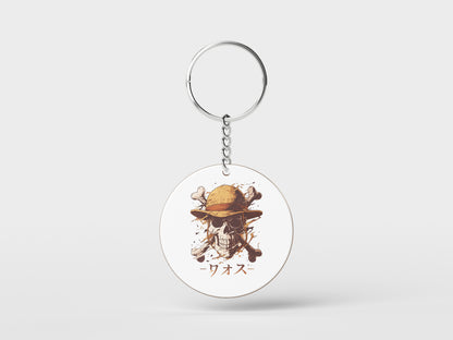 Skullcap of the house one piece Design Printed Circle Shape Wooden Keyring with Chain