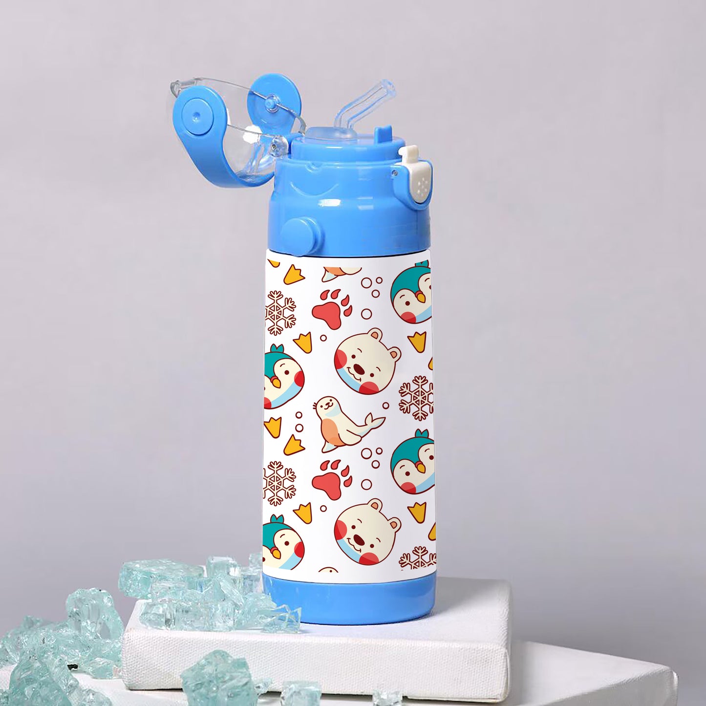 Hand drawn childlike animals pattern 500ml kids Bottle