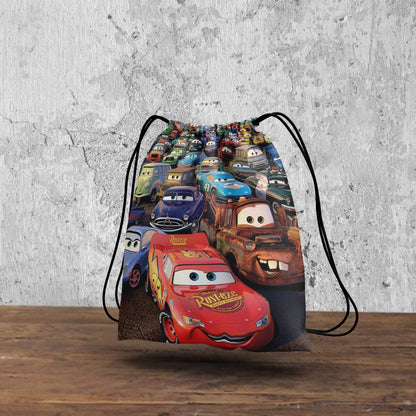Cars Anime Pattern Polyester String Backpack Bags for kids for Gym, Yoga, Tuition ,Beach Bag for 4-10 year boys and girls