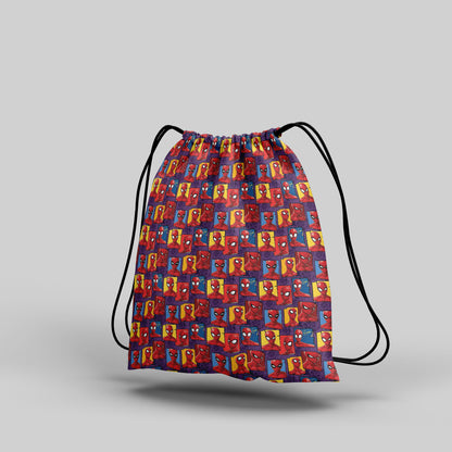 Spiderman Pattern Design Polyester String Backpack Bags for kids for Gym, Yoga, Tuition ,Beach Bag for 4-10 year boys and girls
