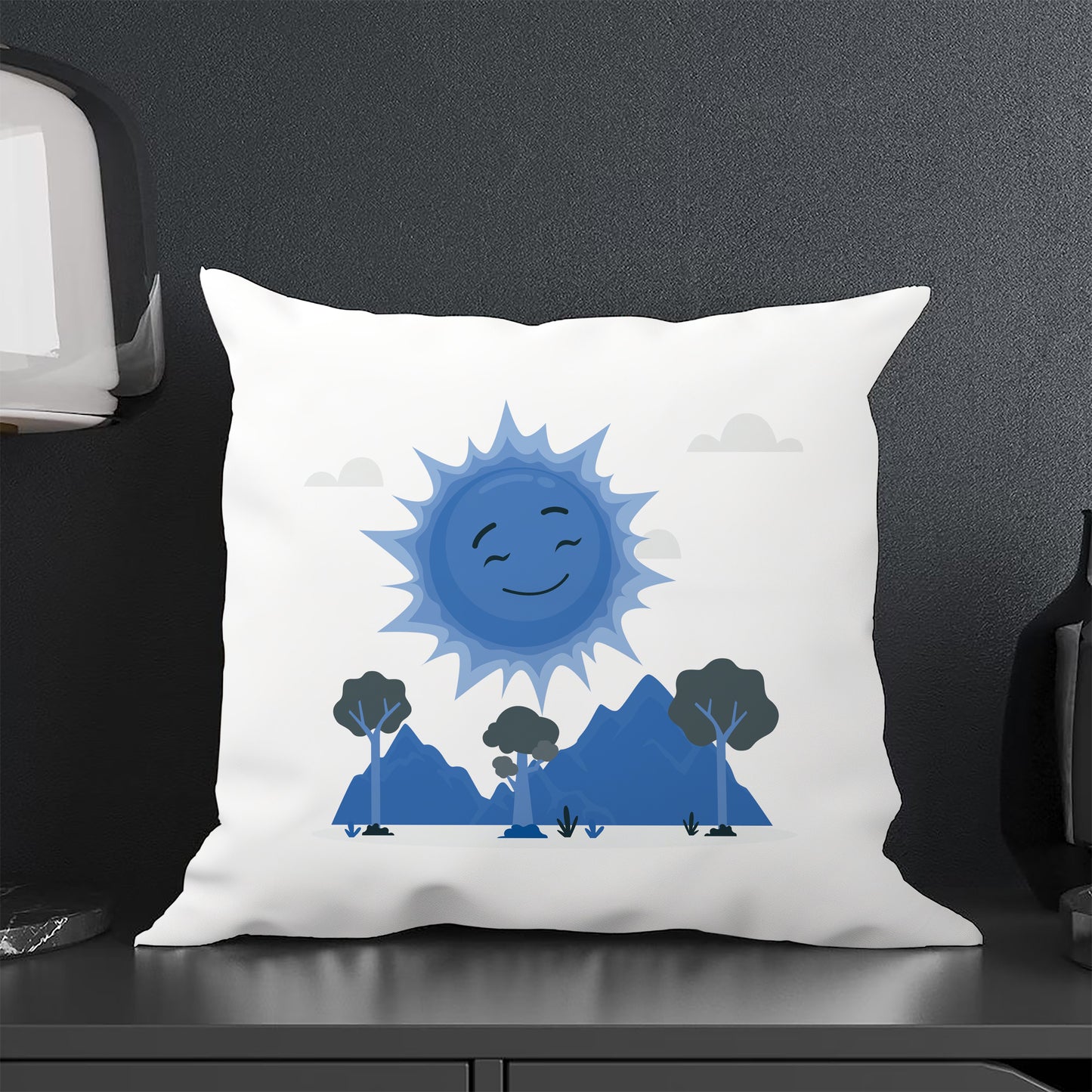Happy Sun illustration Art Design Cushion (12x12 inches) Pack of 1