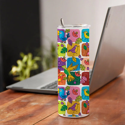 Childlike animals pattern design Printed 750ML with Lid Leak Proof Travel Tumbler with Straw