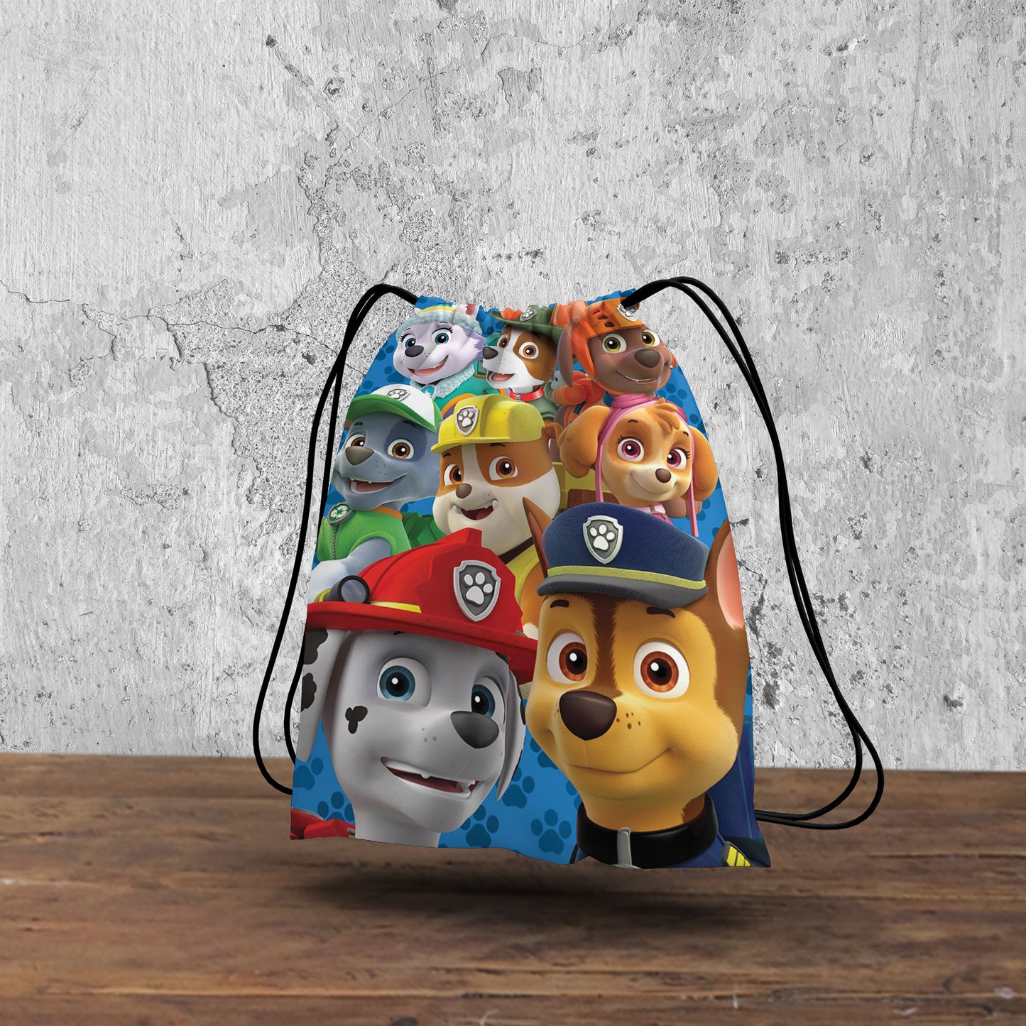 Paw Patrol Design Pattern Polyester String Backpack Bags for kids for Gym, Yoga, Tuition ,Beach Bag for 4-10 year boys and girls