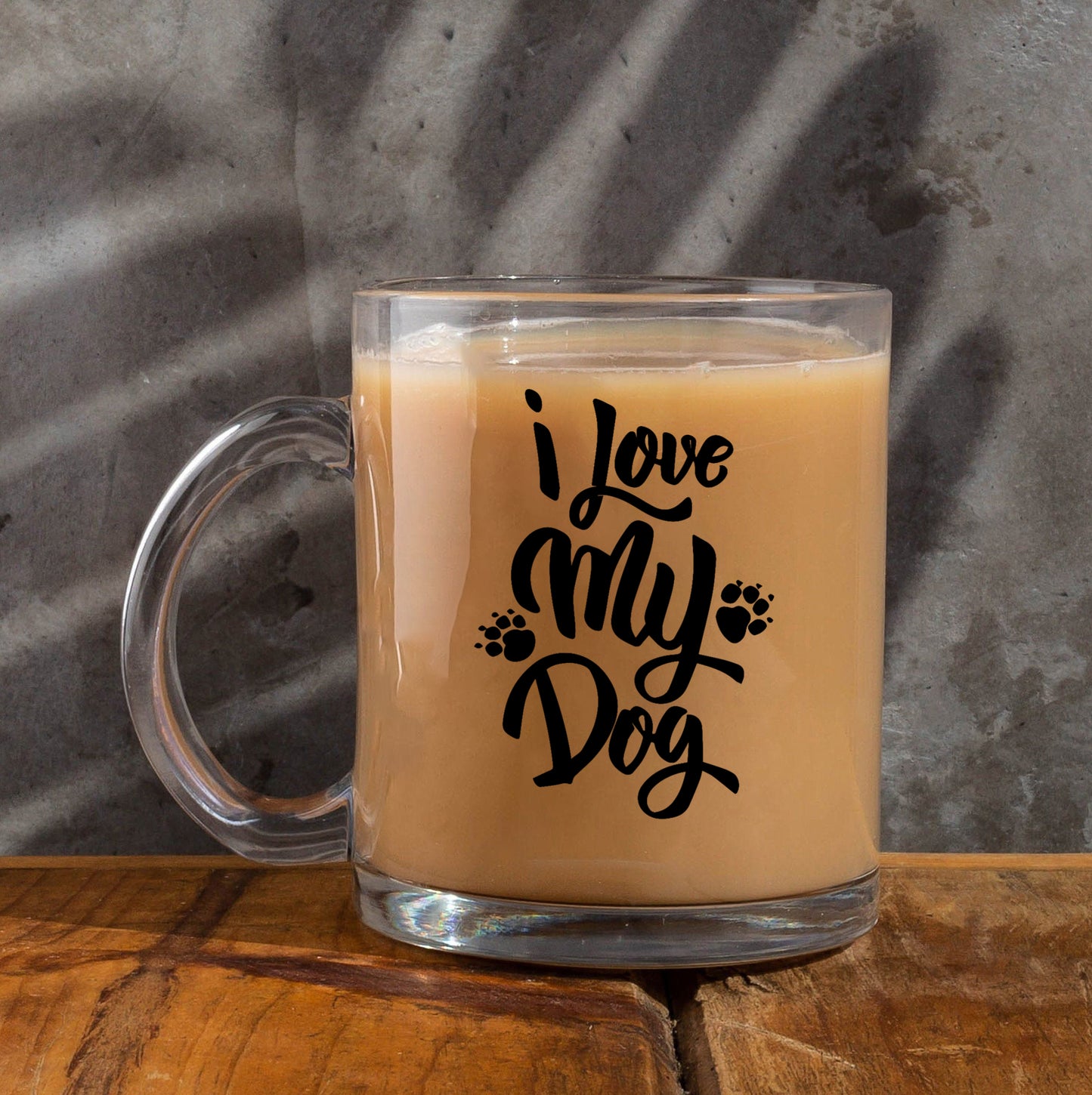 i love my dog Printed Glass Mug