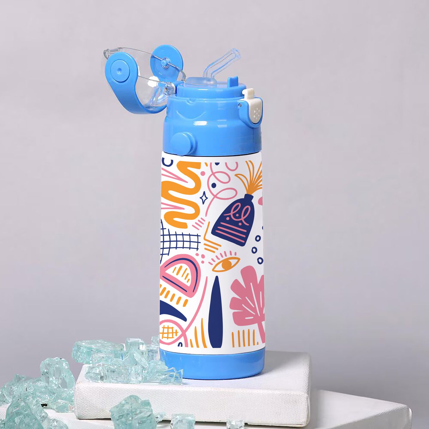Hand drawn abstract organic shapes design 500ml kids Bottle