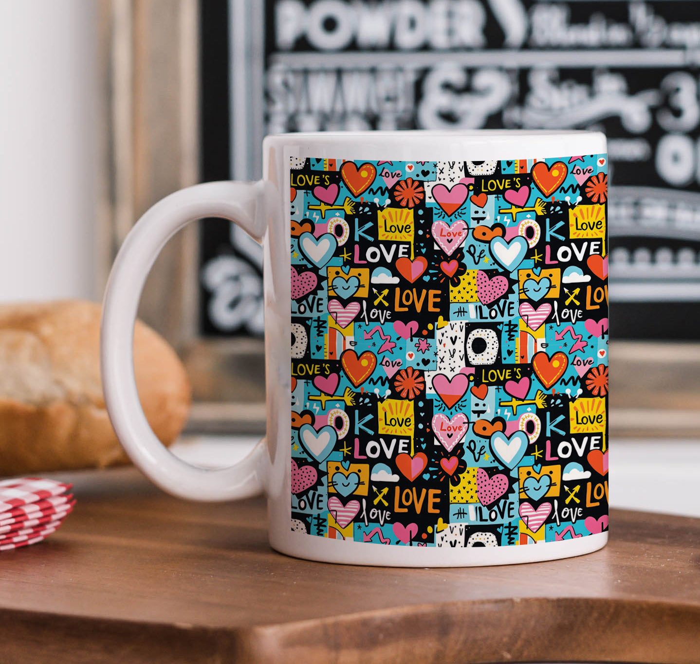 Valentines Day Pop Art Mug and Keychain Combo 330 ml Coffee Mug