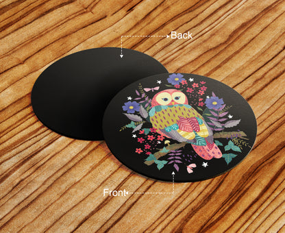 Owl illustration design Full Black 330 ml Coffee Mug with Coaster