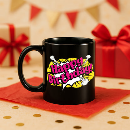 Happy Birthday 330 ml Black Coffee Mug (Pack of 1)