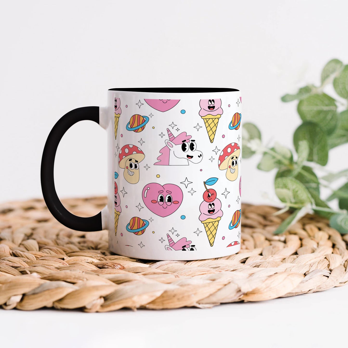 Hand drawn flat trendy cartoon pattern 330 ml Coffee Mug