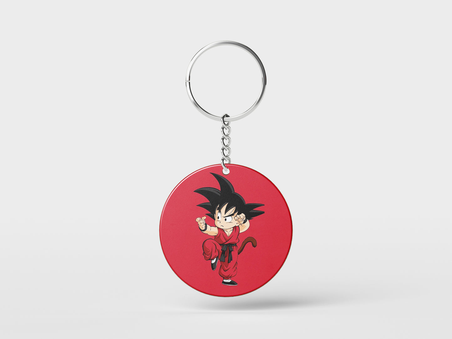 Child goku design Printed Circle Shape Wooden Keyring with Chain