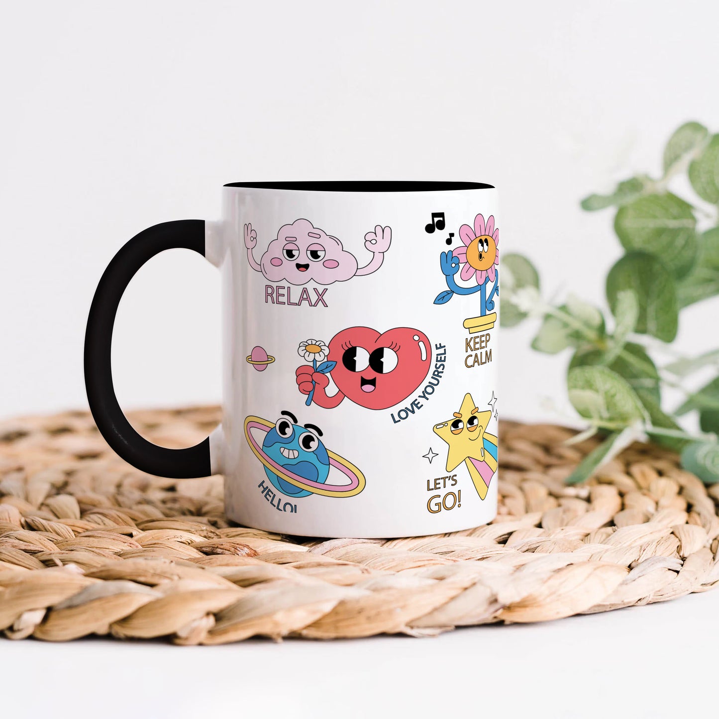 Hand drawn trendy cartoon badges design 330 ml Coffee Mug