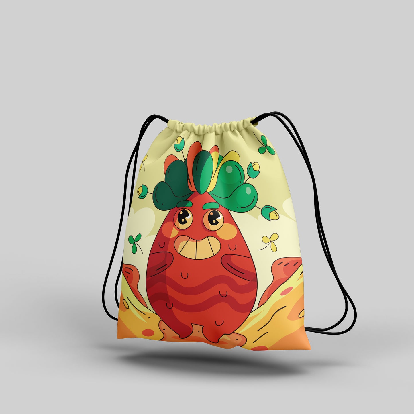 Frail Jon Character illustration Polyester String Backpack Bags for kids for Gym, Yoga, Tuition ,Beach Bag for 4-10 year boys and girls