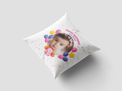 Happy Birthdays Personalized Cushion Add One Photo (12x12 inch), Pack of 1