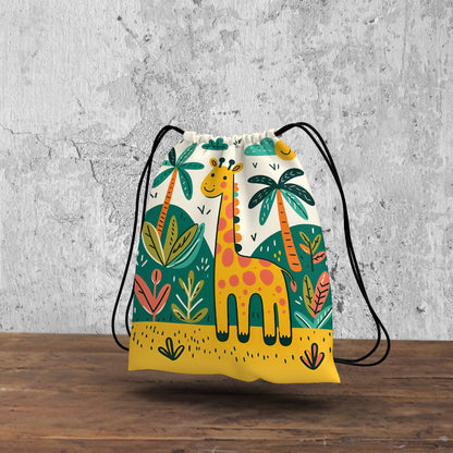 Nursery Painting Wall Art Pattern Polyester String Backpack Bags for kids for Gym, Yoga, Tuition ,Beach Bag for 4-10 year boys and girls