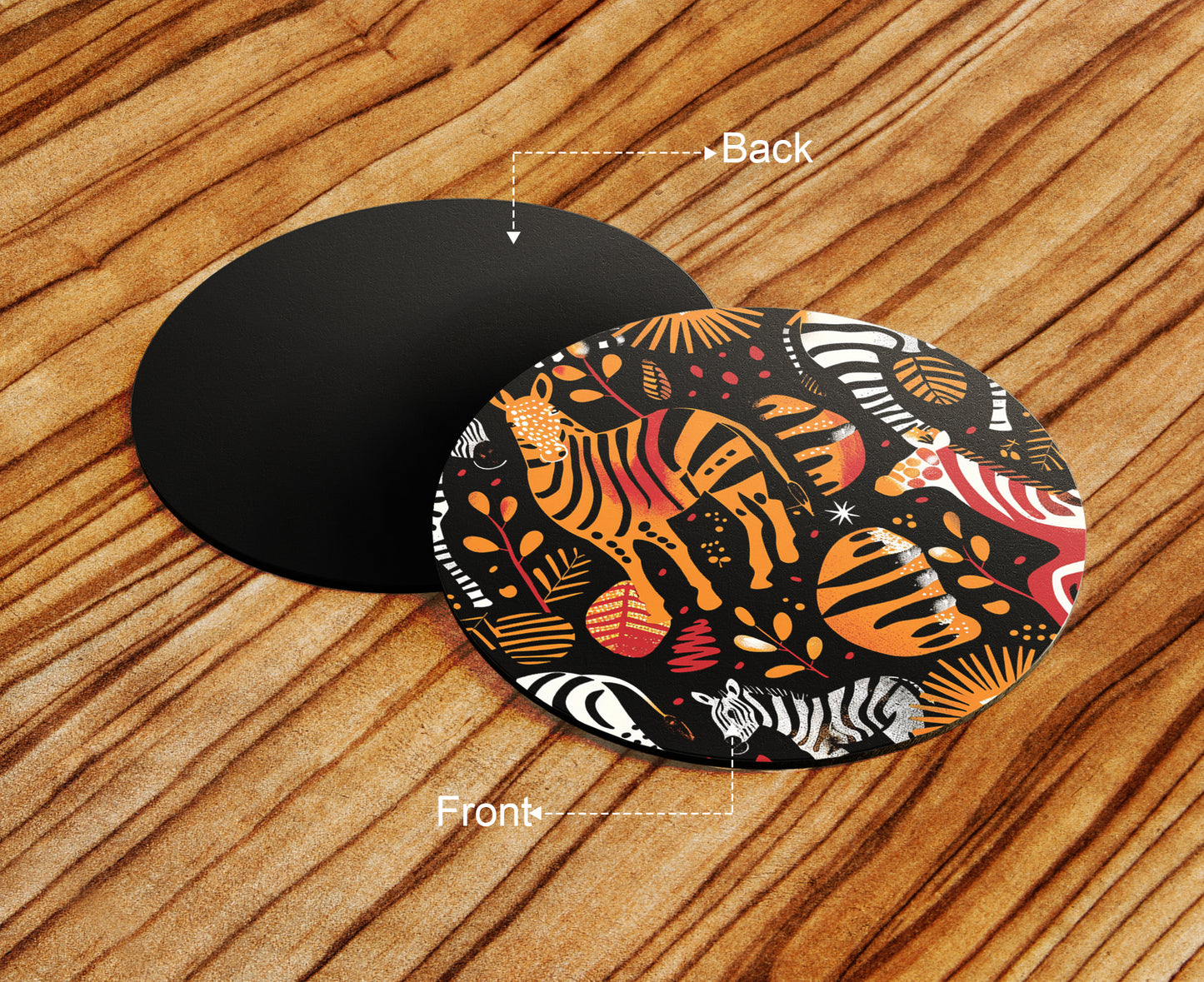 Zebras African Seamless Pattern Combo Mugs and Coaster(Set of 2 Mugs and 2 coasters) 330 ml Full Black Coffee Mug