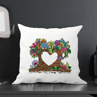 Mandala Heart Shape Tree Design Cushion (12x12 inches) Pack of 1