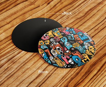 Colorful illustration of Skulls Combo Mugs and Coaster(Set of 2 Mugs and 2 coasters) 330 ml Full Black Coffee Mug