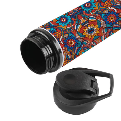 Hand drawn floral elements colorful ethnic seamless pattern Printed Eagle Shape Water Bottle 750 ml For Gym, Yoga, Kids, Boys, Girls, Brother, Sister, Babies, Baby, Workout, Adults