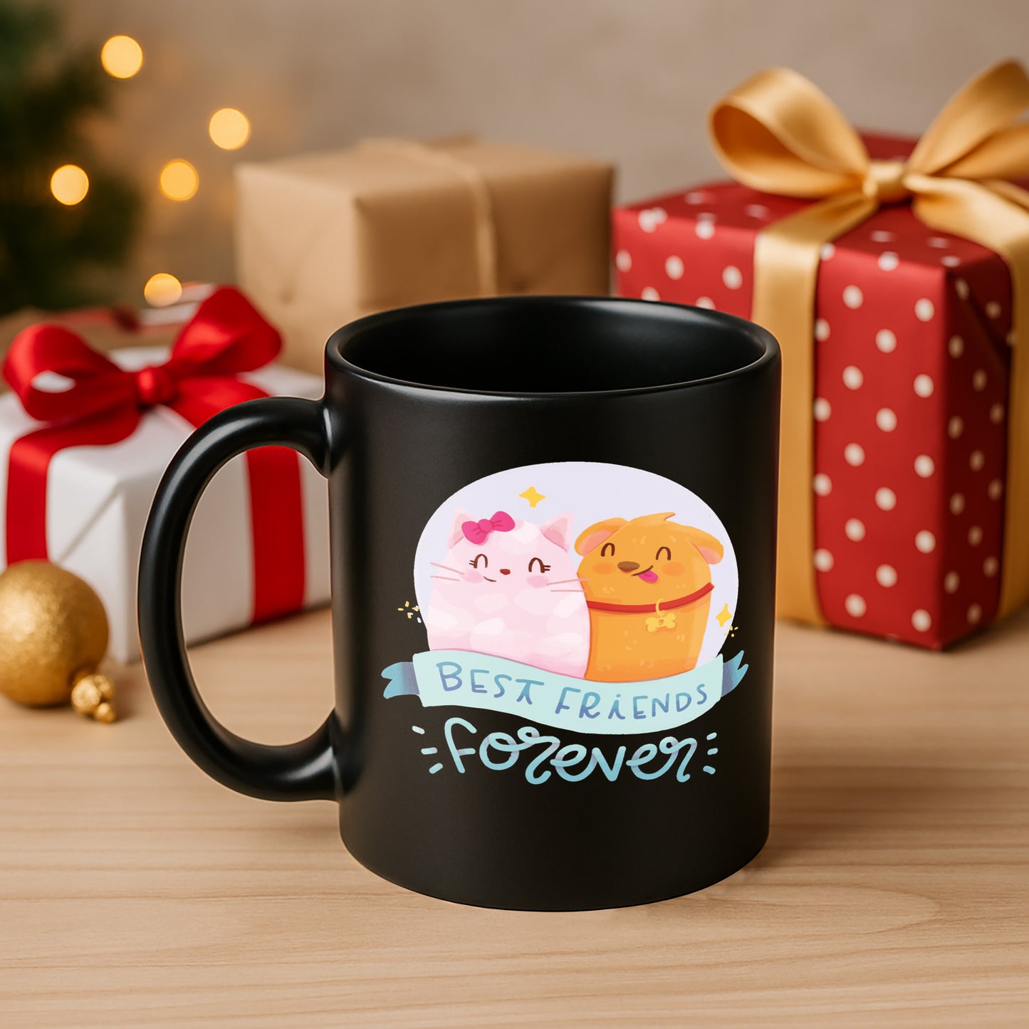 Best Friend Forever 330 ml Black Coffee Mug (Pack of 1)