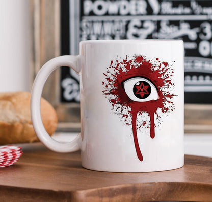 Sasuke Mangekyou Sharingan Mug and Keychain Combo 330 ml Coffee Mug
