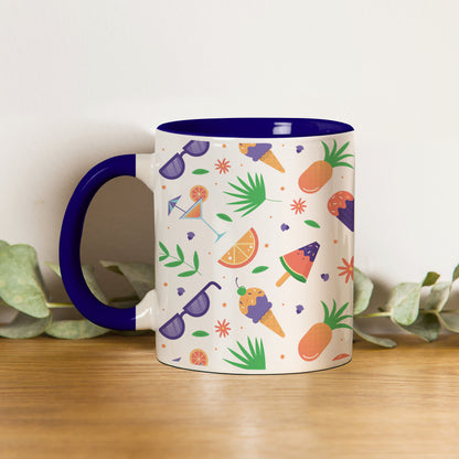 Vector Summer pattern design Pattern Dark Blue Handle 330 ml Coffee Mug