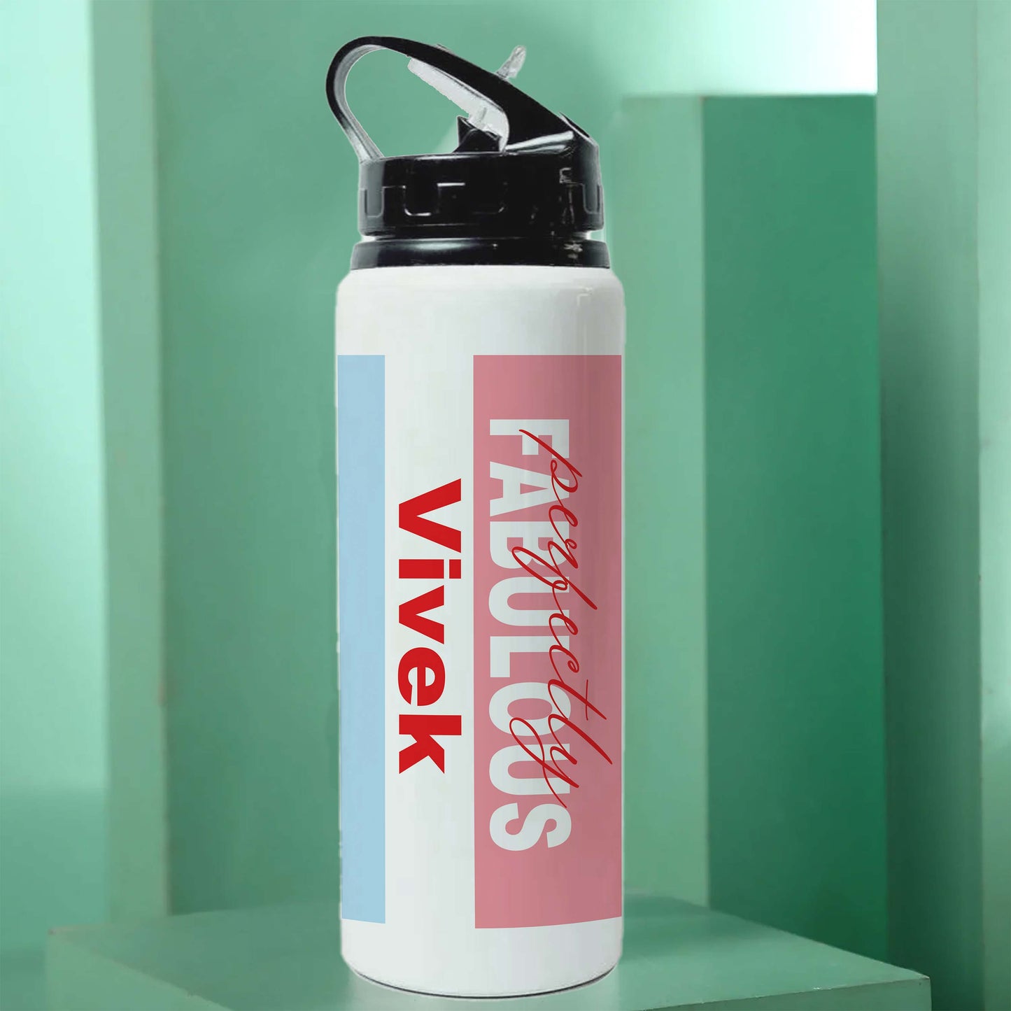 Personalised Perfectly Fabulous Water Bottle with Lid & Straw