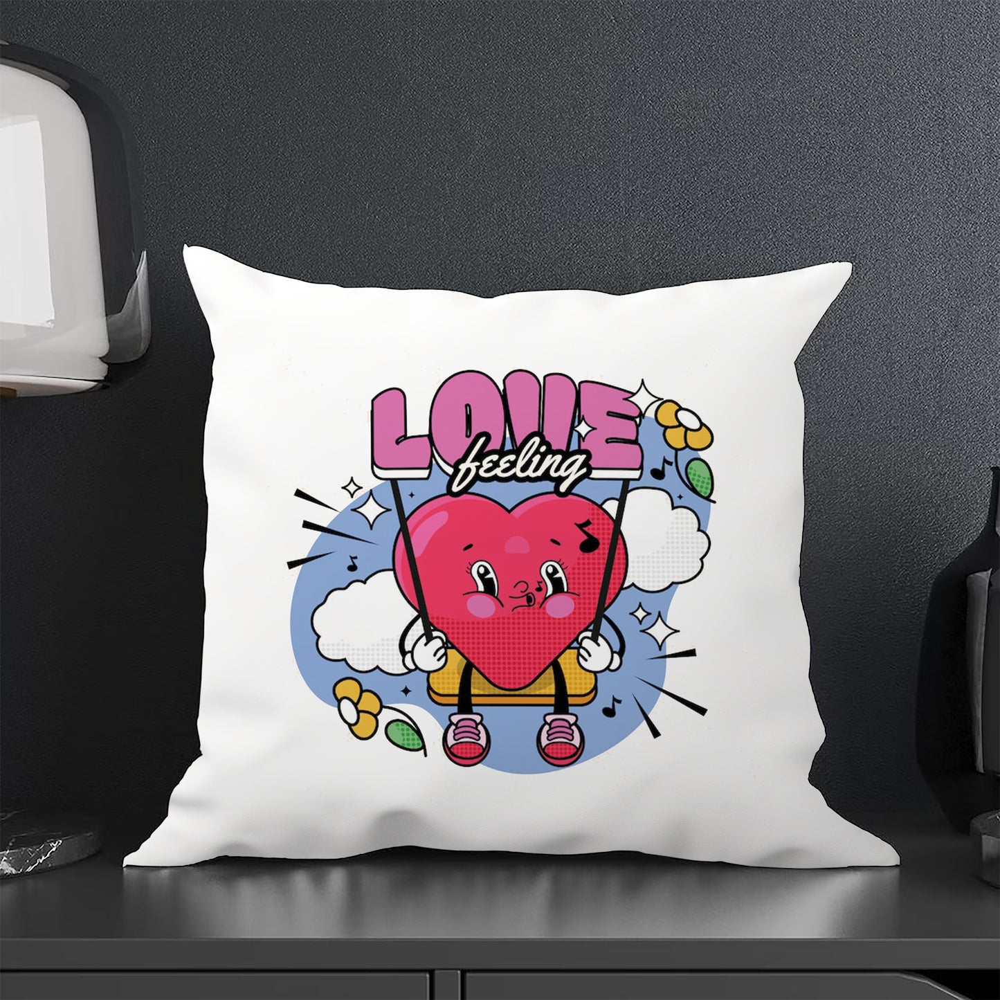 Hand Drawn Heart Cartoon Character Design Cushion (12x12 inches) Pack of 1