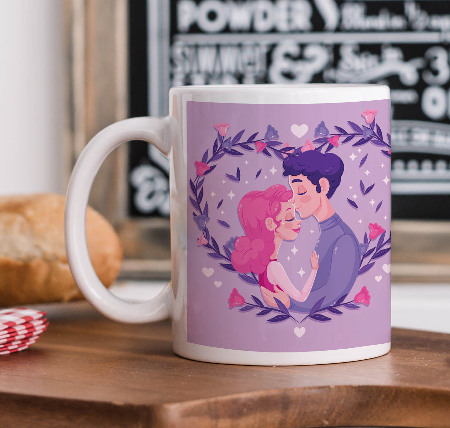 Valentine's Day Couple Holding Hands Mug and Keychain Combo 330 ml Coffee Mug