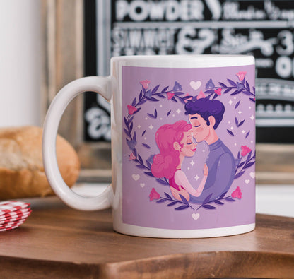 Valentine's Day Couple Holding Hands Mug and Keychain Combo 330 ml Coffee Mug