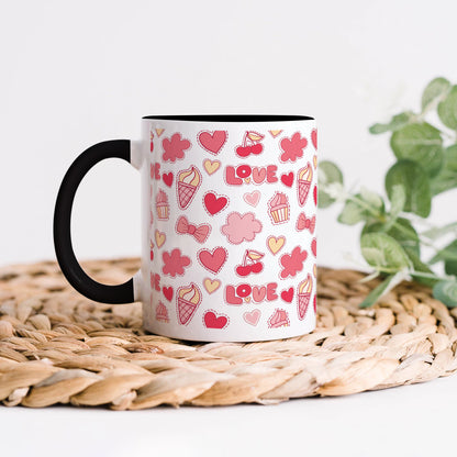 Retro pattern of decorative love elements design 330 ml Coffee Mug