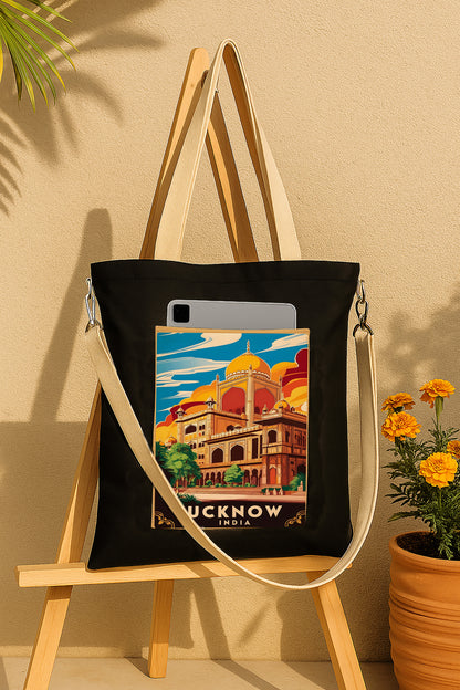 Lucknow india Printed Women's Girls Cross Body Sling Bag with Extra Front Pocket, College Bag for Girls, Tote Bag for Shopping,Travel