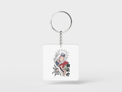 Toad sage Mater Jiraiya Printed Square Shape Wooden Keyring with Chain