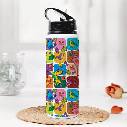 Childlike animals pattern design Printed Black Nozzle Water Bottle 750 ml For Gym, Yoga, Kids, Boys, Girls, Brother, Sister, Babies, Baby, Workout, Adults