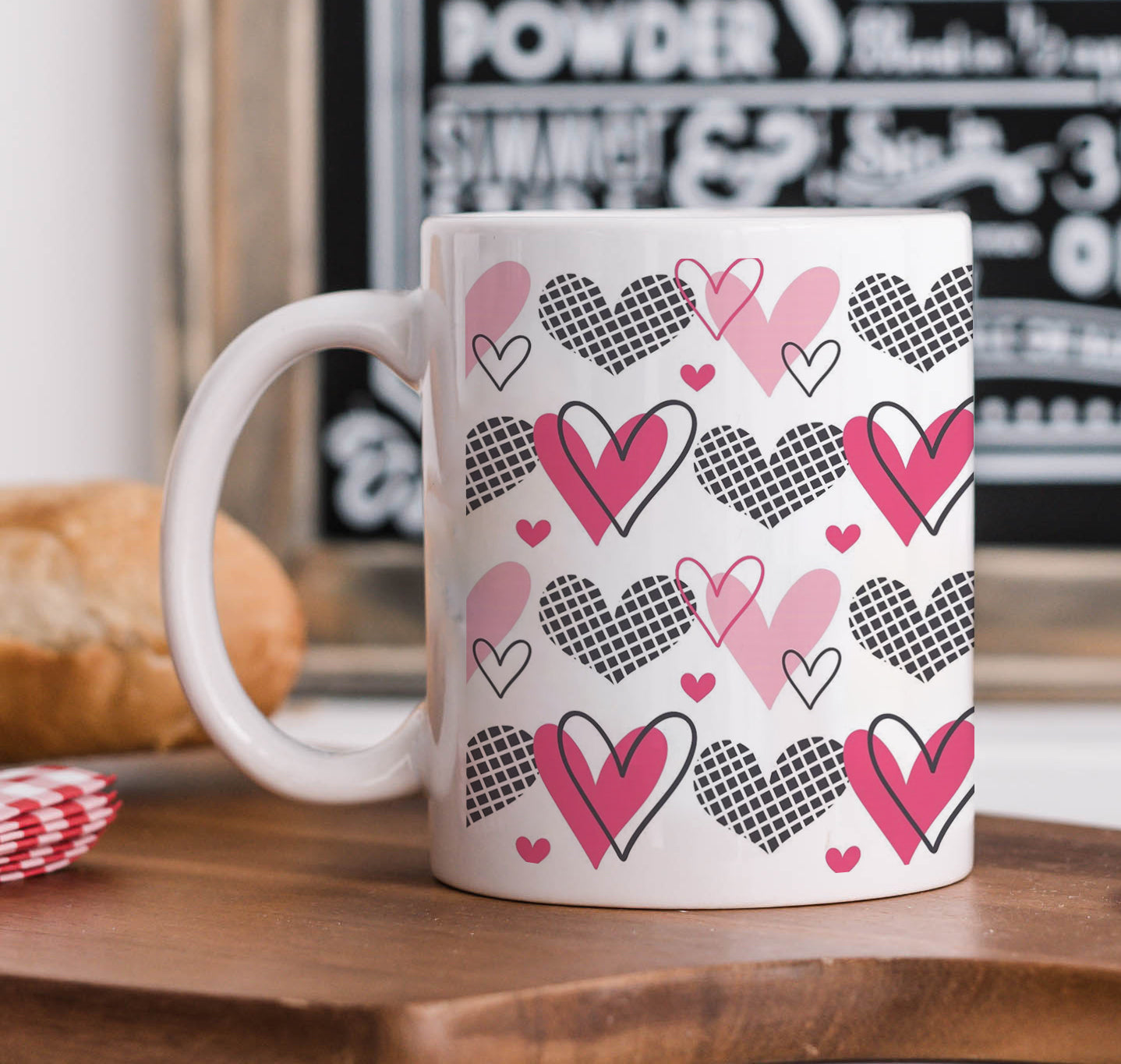 Hearts Pattern design White 330 ml Coffee Mug
