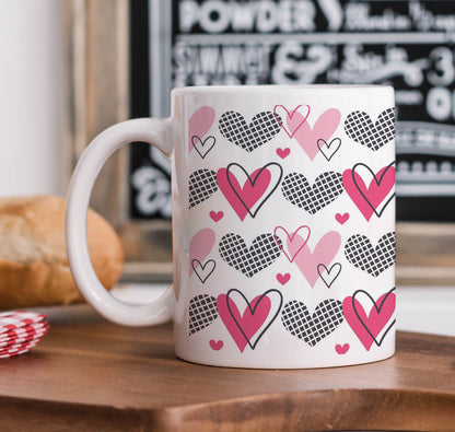 Hearts Pattern design White 330 ml Coffee Mug