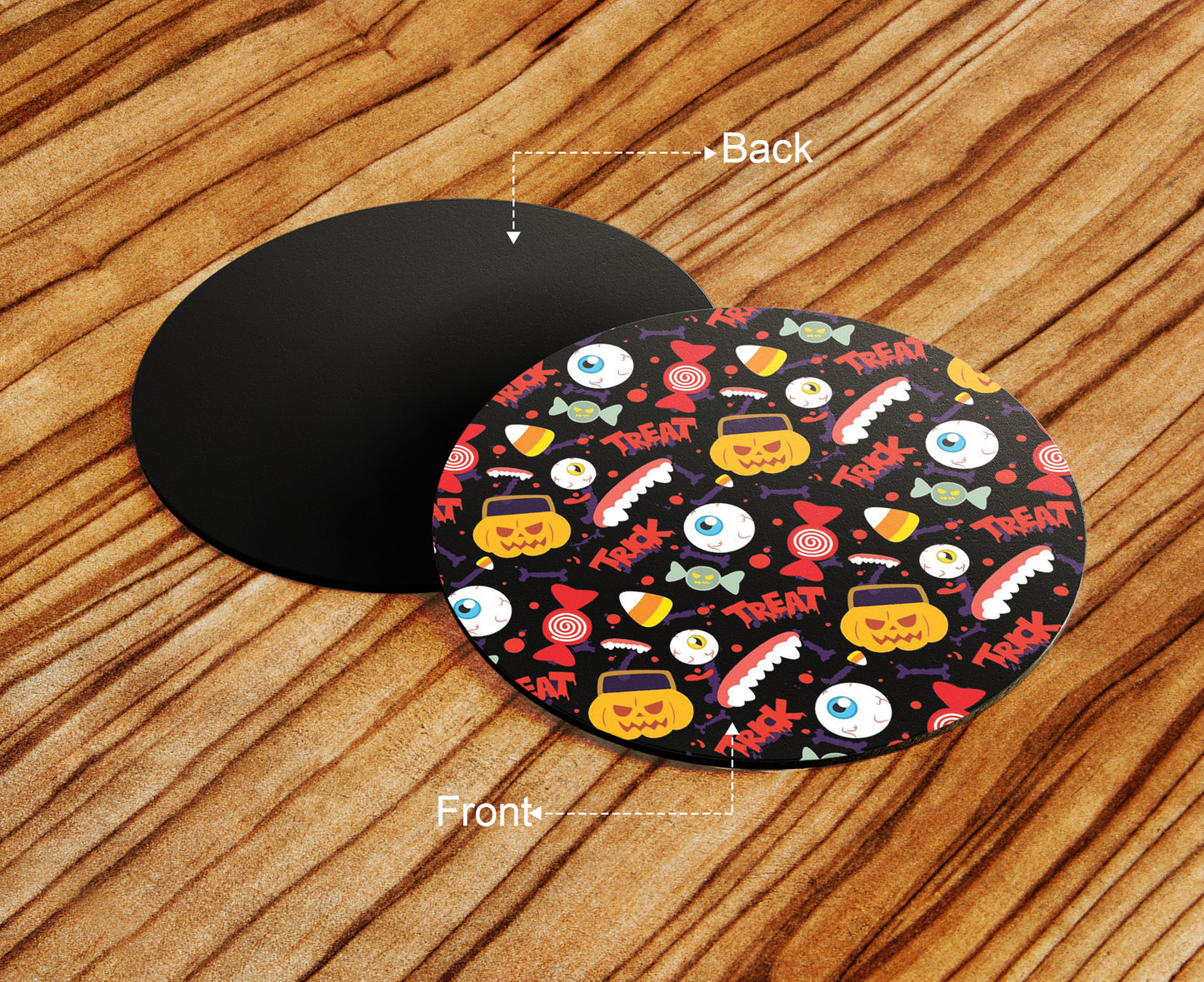 Halloween Pumpkins Pattern Design Full Black 330 ml Coffee Mug with Coaster